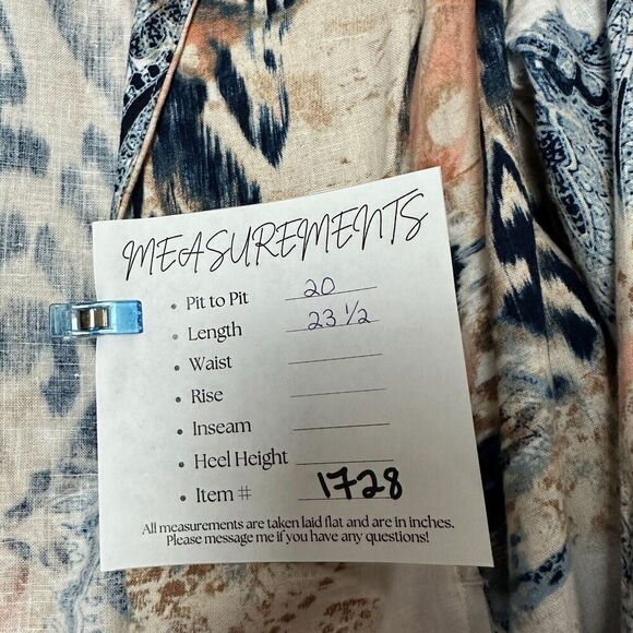 2/$30 Chicos Linen Open Front Blazer Jacket Size 1 M Boho Resortwear Paisley - Picture 3 of 12